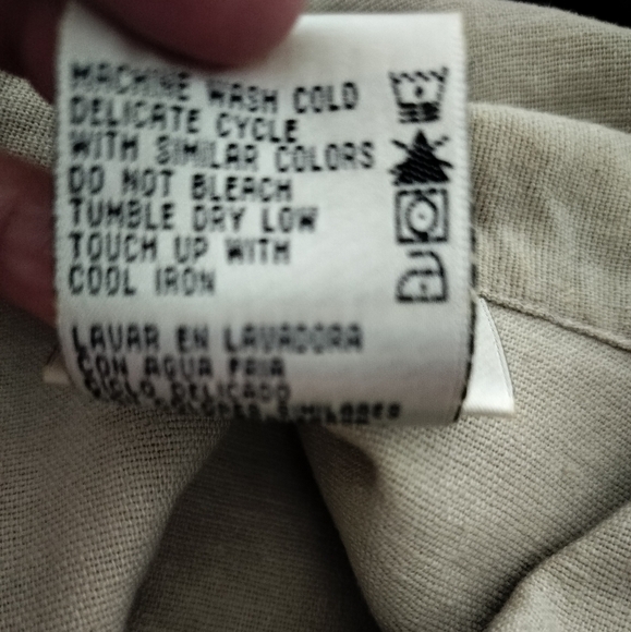 2417)Kathie Lee Women Tan Linen Blend Short Sleeve Button Down Shirt Sz 18W/20W - Picture 7 of 7